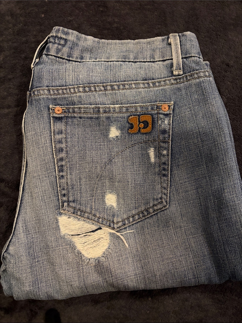 Light Blue Distressed women’s JOE Jeans with Back Pocket Logo SIZE 28